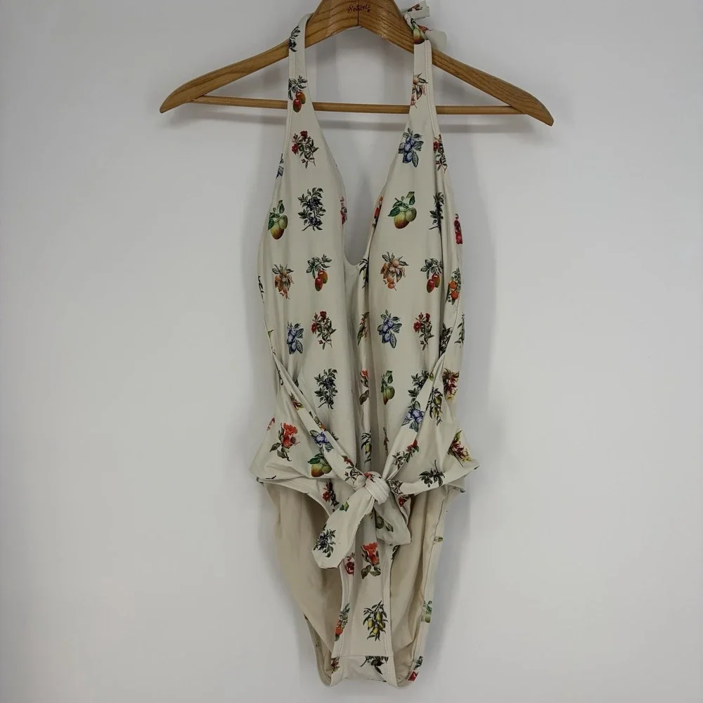 Antonio Melani One Piece Swimsuit Sweet Fruit Bow in Front Beach Preppy Timeless